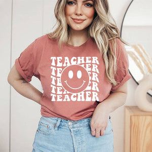 Teacher Smiley- Screen Print Transfer