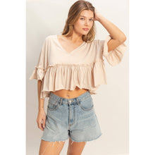 Load image into Gallery viewer, V-Neck Ruffle Hem Top
