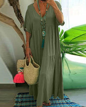 Load image into Gallery viewer, V-Neck Irregular Long Swing Dress