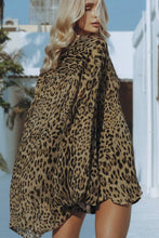 Load image into Gallery viewer, CWSPJ0073_LEOPARD PRINT LONG SLEEVE SHIRT SHORTS PAJAMAS SET
