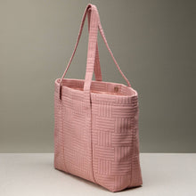 Load image into Gallery viewer, Luxe Terry Irregular Grid Pattern Tote Bag - Beach Bag