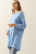Load image into Gallery viewer, CWTTL1491-P_PLUS SIZED R NECK LONG SLEEVE SLUB LONG KNIT TOP
