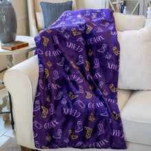 Load image into Gallery viewer, Let&#39;s Go Girls Throw   Purple/Yellow/White   50x60