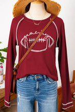 Load image into Gallery viewer, Game Day Rugby Football Graphic Thermal Knit Top Blouse