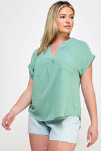 Load image into Gallery viewer, Plus Size Top - Button Down with Dolman Short Sleeve SS2536