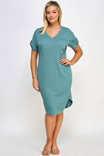 Load image into Gallery viewer, Plus Size Smocked V-neck Shirt Tail Dress PL2463P-D