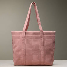 Load image into Gallery viewer, Luxe Terry Irregular Grid Pattern Tote Bag - Beach Bag