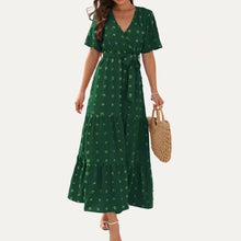 Load image into Gallery viewer, Powerful Women Flowly Swiss Dot Short Sleeve Maxi Dress