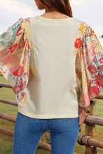 Load image into Gallery viewer, Fashion-W Floral Patchwork Half Batwing Sleeve Blouse