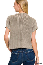 Load image into Gallery viewer, Washed Mock Neck Short Sleeve Cropped Sweater