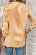 Load image into Gallery viewer, CWTDSS0044_WOMEN&#39;S V-NECK STRIPED PRINTED MID-SLEEVE SHIRT