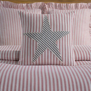 Timeless Ticking Red Star Pillow Cover 18Lx18W