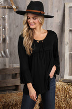 Load image into Gallery viewer, CWTTL1401-P_3/4 SLEEVE WITH NECK STRING DETAILED TOP