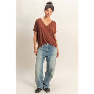 DZ22A998-V-Neck Oversized Top