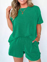 Load image into Gallery viewer, Striped Round Neck Top And Shorts Two-Piece Set