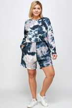 Load image into Gallery viewer, Plus Size Lounge Set Tie Dye Sweatshirt and Shorts