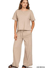 Load image into Gallery viewer, Cotton Slub Short Sleeve Tee &amp; Pants Set SI-28831