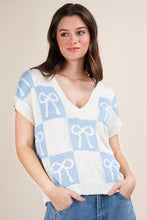 Load image into Gallery viewer, 12W3370N-Bow Grapic Knit Summer Sweater Top