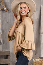 Load image into Gallery viewer, CWTTL1401-P_3/4 SLEEVE WITH NECK STRING DETAILED TOP