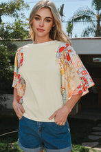 Load image into Gallery viewer, Fashion-W Floral Patchwork Half Batwing Sleeve Blouse