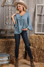 Load image into Gallery viewer, CWTTL1401-P_3/4 SLEEVE WITH NECK STRING DETAILED TOP