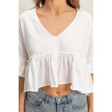 Load image into Gallery viewer, V-Neck Ruffle Hem Top