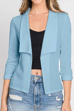 Load image into Gallery viewer, Casual Work Ruched 3/4 Sleeve Open Front Blazer