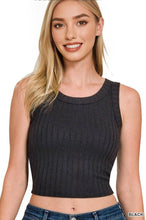 Load image into Gallery viewer, `.Ribbed Sleeveless Crop Tank Top
