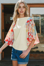 Load image into Gallery viewer, Fashion-W Floral Patchwork Half Batwing Sleeve Blouse