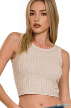 Load image into Gallery viewer, `.Ribbed Sleeveless Crop Tank Top