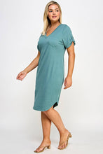 Load image into Gallery viewer, Plus Size Smocked V-neck Shirt Tail Dress PL2463P-D