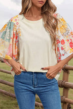 Load image into Gallery viewer, Fashion-W Floral Patchwork Half Batwing Sleeve Blouse
