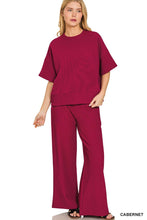 Load image into Gallery viewer, Ribbed Round Neck Tee And Pants Set