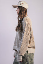 Load image into Gallery viewer, 12W3376N-Oversized Two Tone Knit Casual Sweater Top