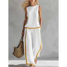 Load image into Gallery viewer, Sleeveless Contrast Vest Wide Leg Pants Set