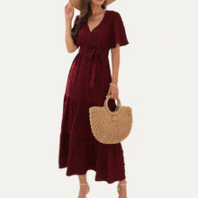 Load image into Gallery viewer, Powerful Women Flowly Swiss Dot Short Sleeve Maxi Dress