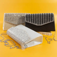 Load image into Gallery viewer, Rhinestone Trim Envelope Clutch Bag