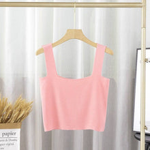 Load image into Gallery viewer, Solid Square Neck Sleeveless Knit Crop Top