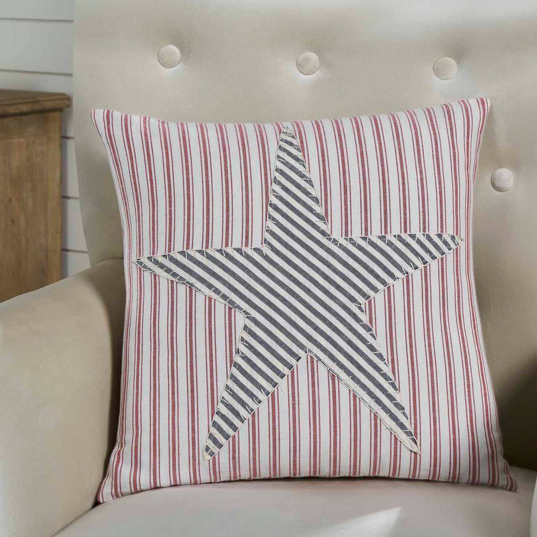 Timeless Ticking Red Star Pillow Cover 18Lx18W