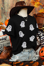 Load image into Gallery viewer, Fall Glitter Ghost Graphic Crew Neck Halloween T Shirt