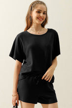 Load image into Gallery viewer, CWSTB274_SOLID WAFFLE KNIT TEE TOP &amp; DRAWSTRING WAIST SHORTS