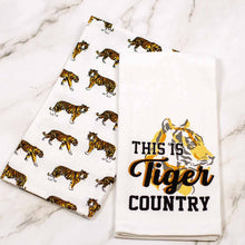 Load image into Gallery viewer, Tiger Country Hand Towel   White/Black/Dark Orange   20x28   Set of 2