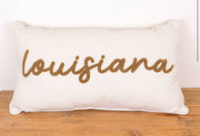 Load image into Gallery viewer, Louisiana Embroidered Pillow   Soft White plus color   12.5x22.5