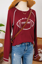 Load image into Gallery viewer, Game Day Rugby Football Graphic Thermal Knit Top Blouse