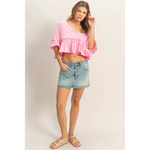 Load image into Gallery viewer, V-Neck Ruffle Hem Top