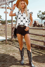 Load image into Gallery viewer, Fashion-W Preppy Vibes Bow Print Zipped Collar Sweater Tee