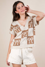 Load image into Gallery viewer, 12W3370N-Bow Grapic Knit Summer Sweater Top