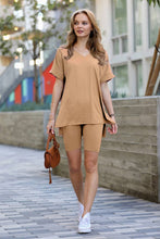 Load image into Gallery viewer, `. Hi Low Hem Top &amp; Biker Shorts 2pc Set