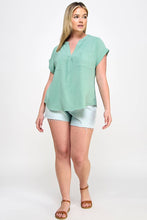Load image into Gallery viewer, Plus Size Top - Button Down with Dolman Short Sleeve SS2536