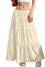 Load image into Gallery viewer, CWBLS0558 _SOLID COLOR STITCHING ELASTIC WAIST MAXI SKIRT